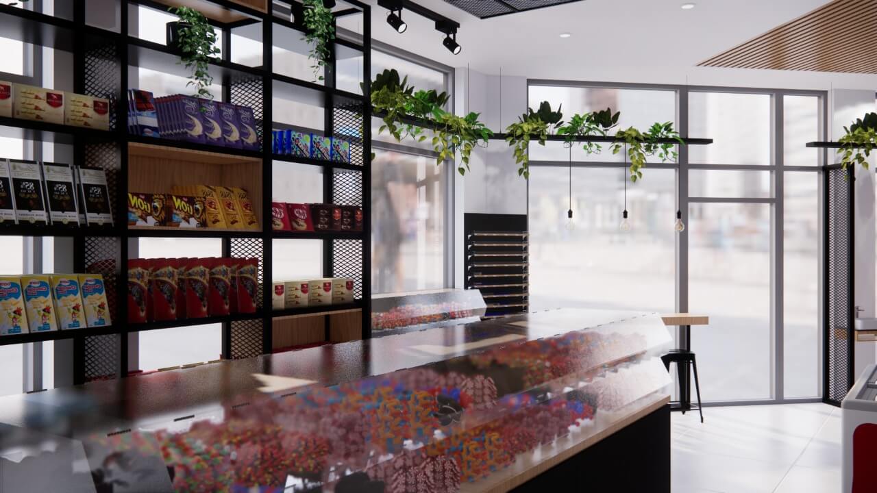 עיצוב פנים ותכנון לחנות נוחות הקיוסק