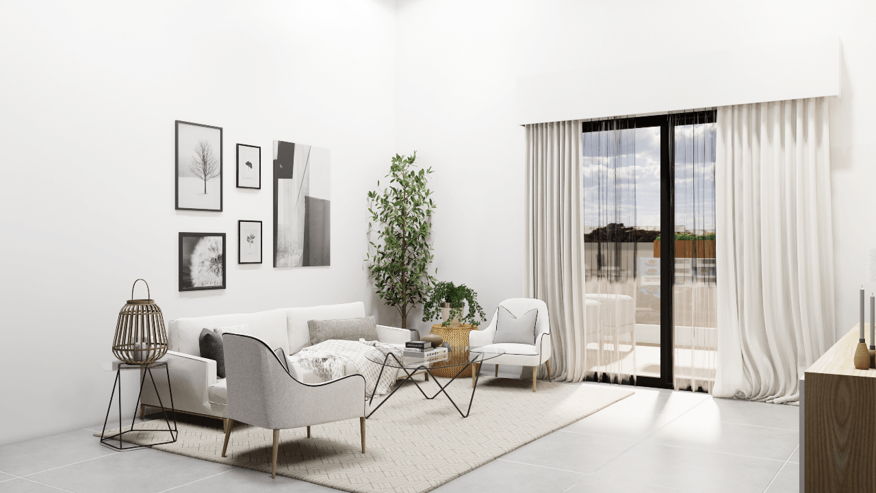 תכנון ועיצוב דירת פנטהאוז דו קומתי - סלון