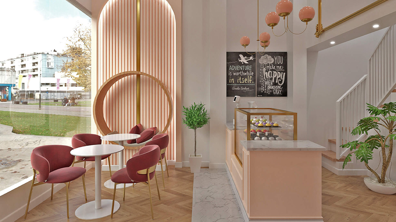 תכנון ועיצוב פנים לבית קפה וקונדיטוריה תל אביב